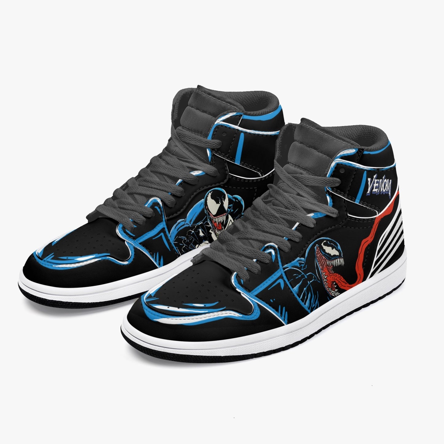 Venom AJ1 Black High-Top Leather Sneakers