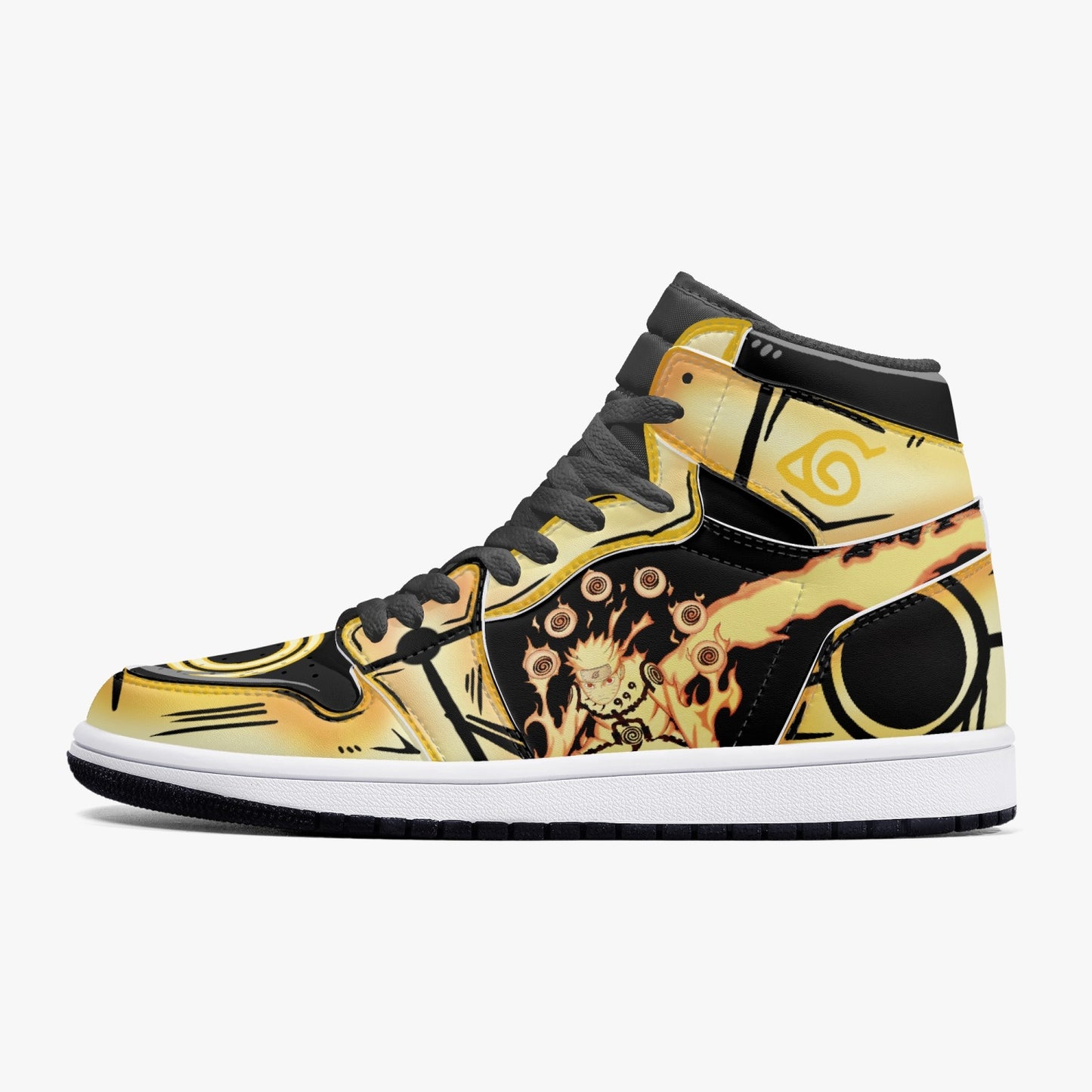 Naruto bijuu mode AJ1 Black High-Top Leather Sneakers