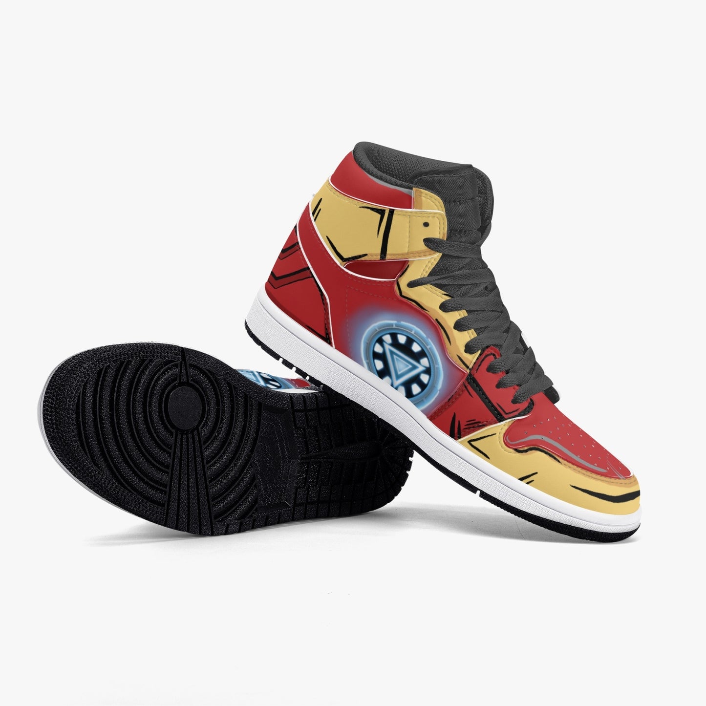 Iron Man AJ1 Black High-Top Leather Sneakers