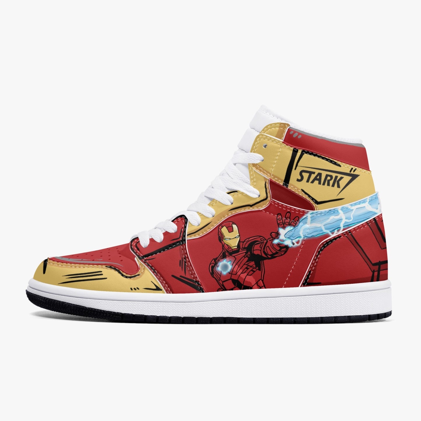 Iron Man AJ1 Black High-Top Leather Sneakers