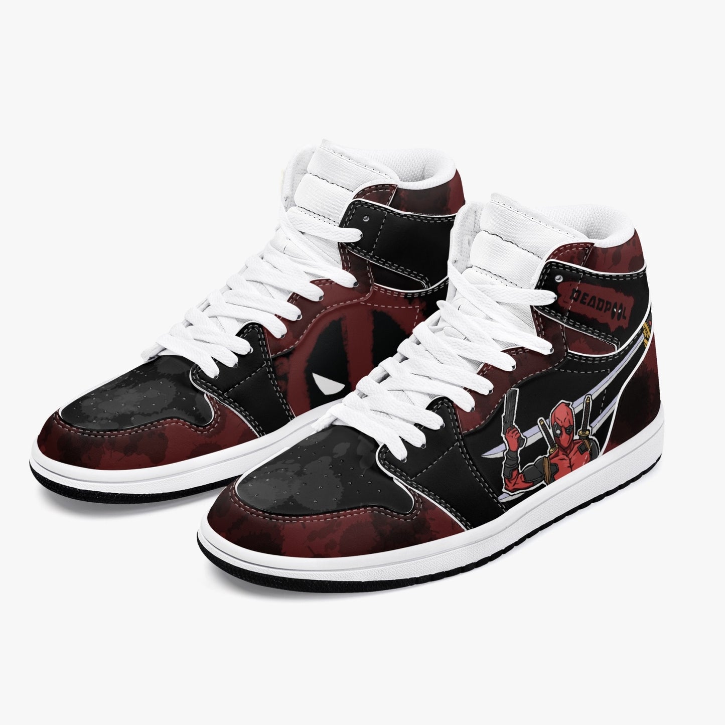 Deadpool AJ1 Black High-Top Leather Sneakers