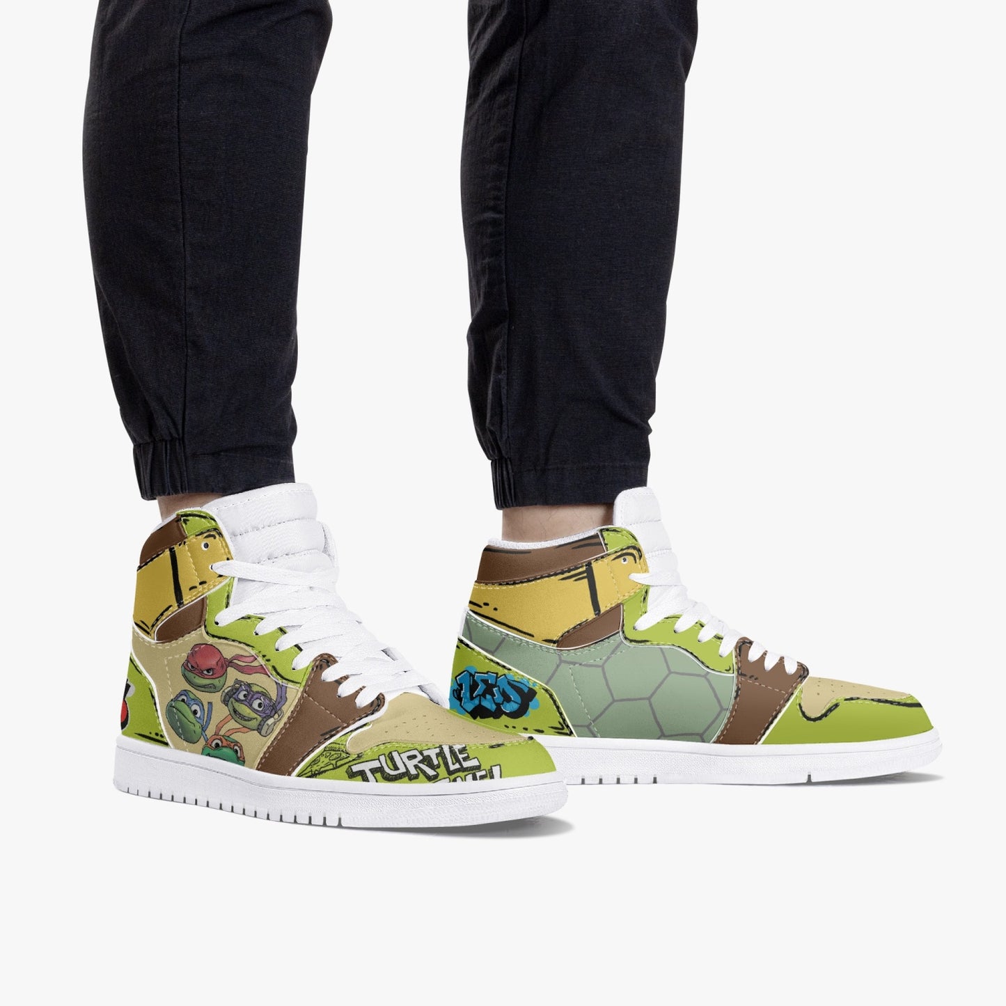 TMNT AJ1 High-Top Leather Sneakers - White