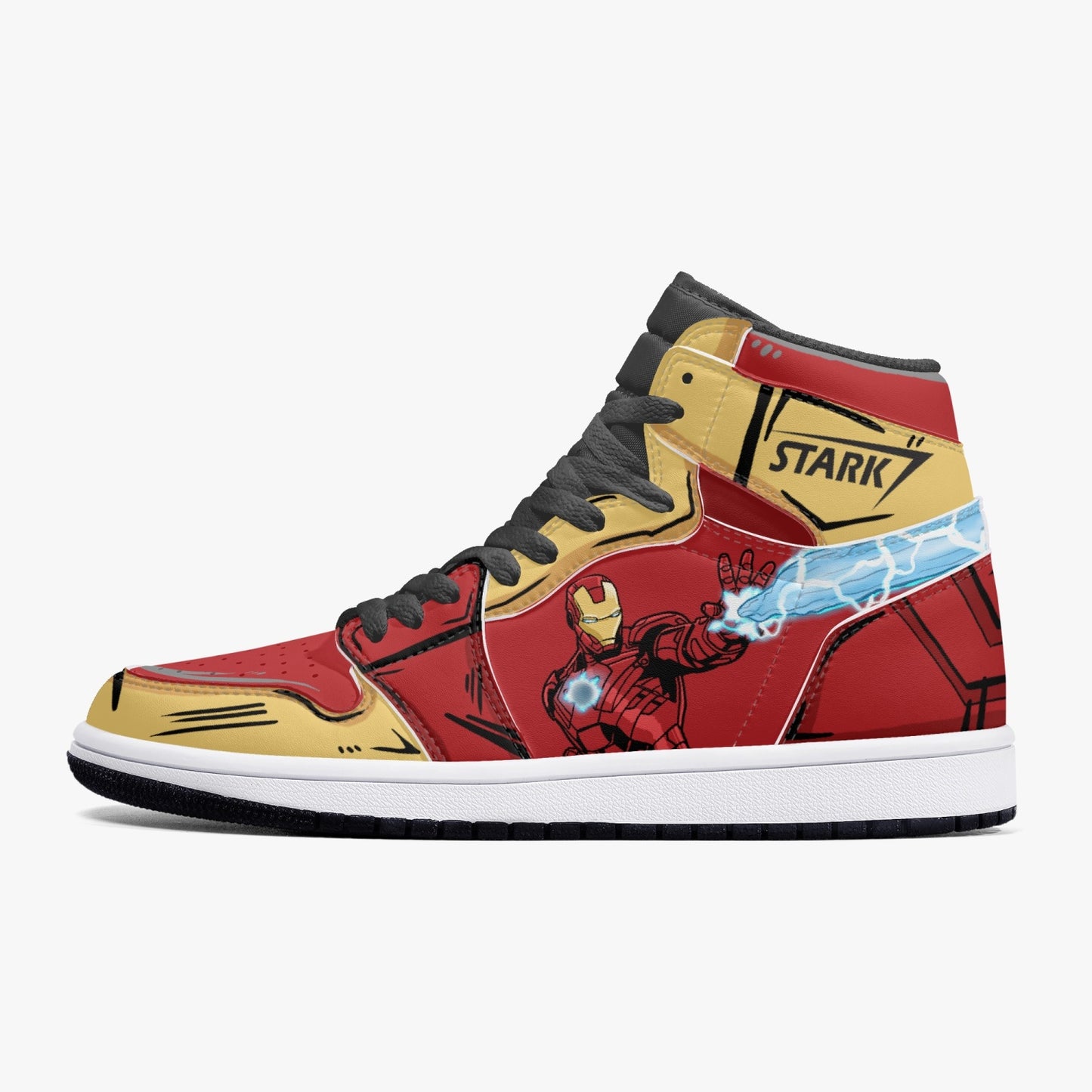 Iron Man AJ1 Black High-Top Leather Sneakers