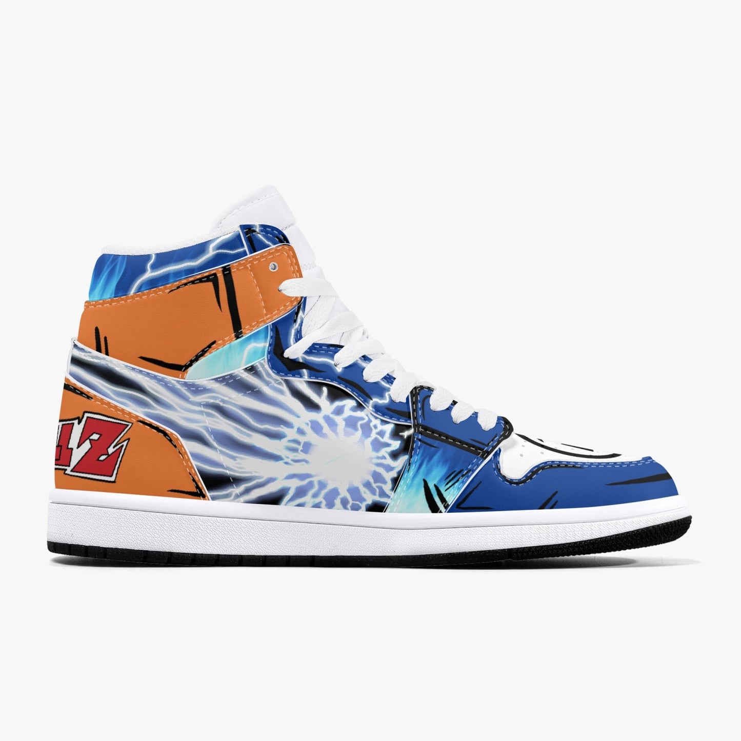 Goku Blue AJ1 Black High-Top Leather Sneakers