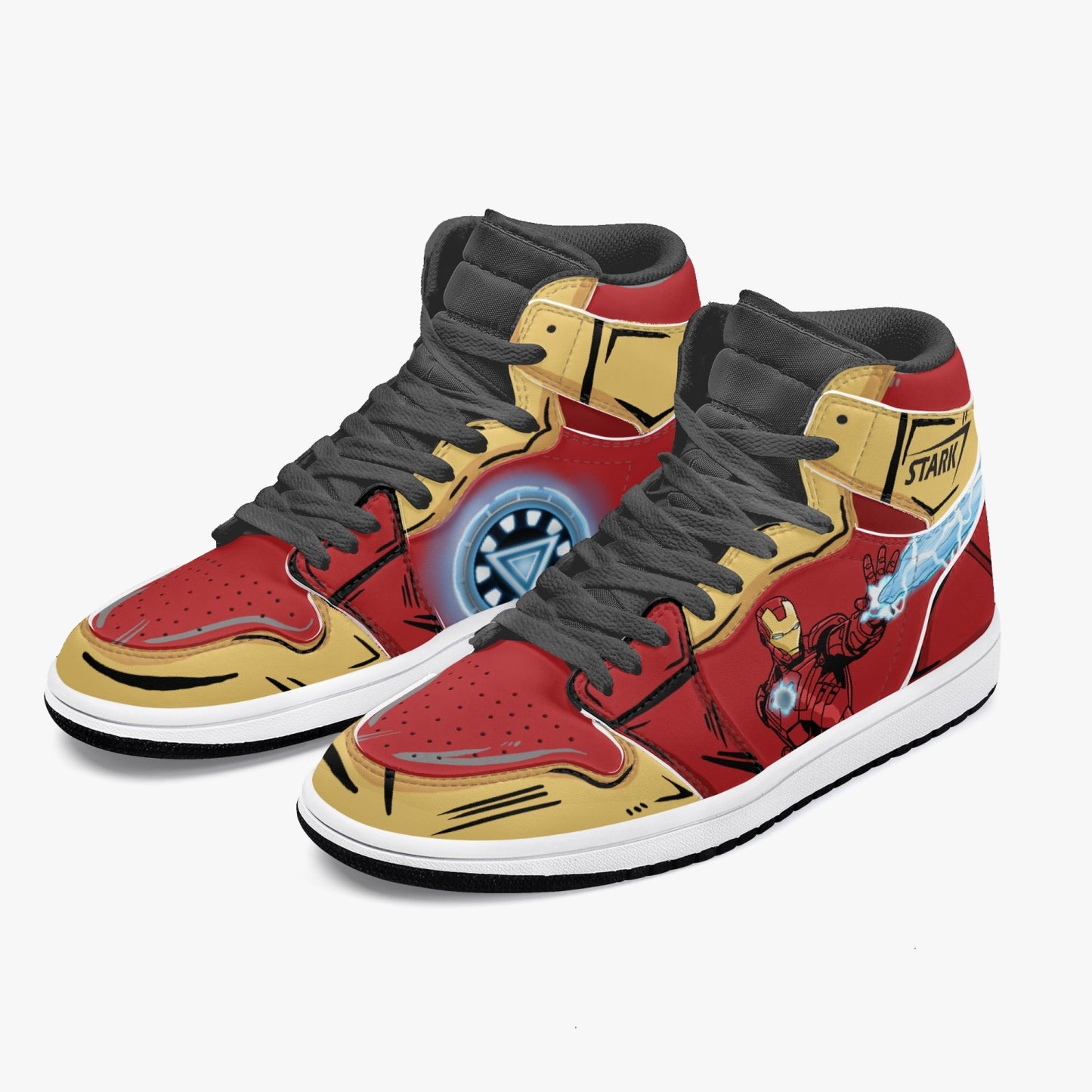 Iron Man AJ1 Black High-Top Leather Sneakers