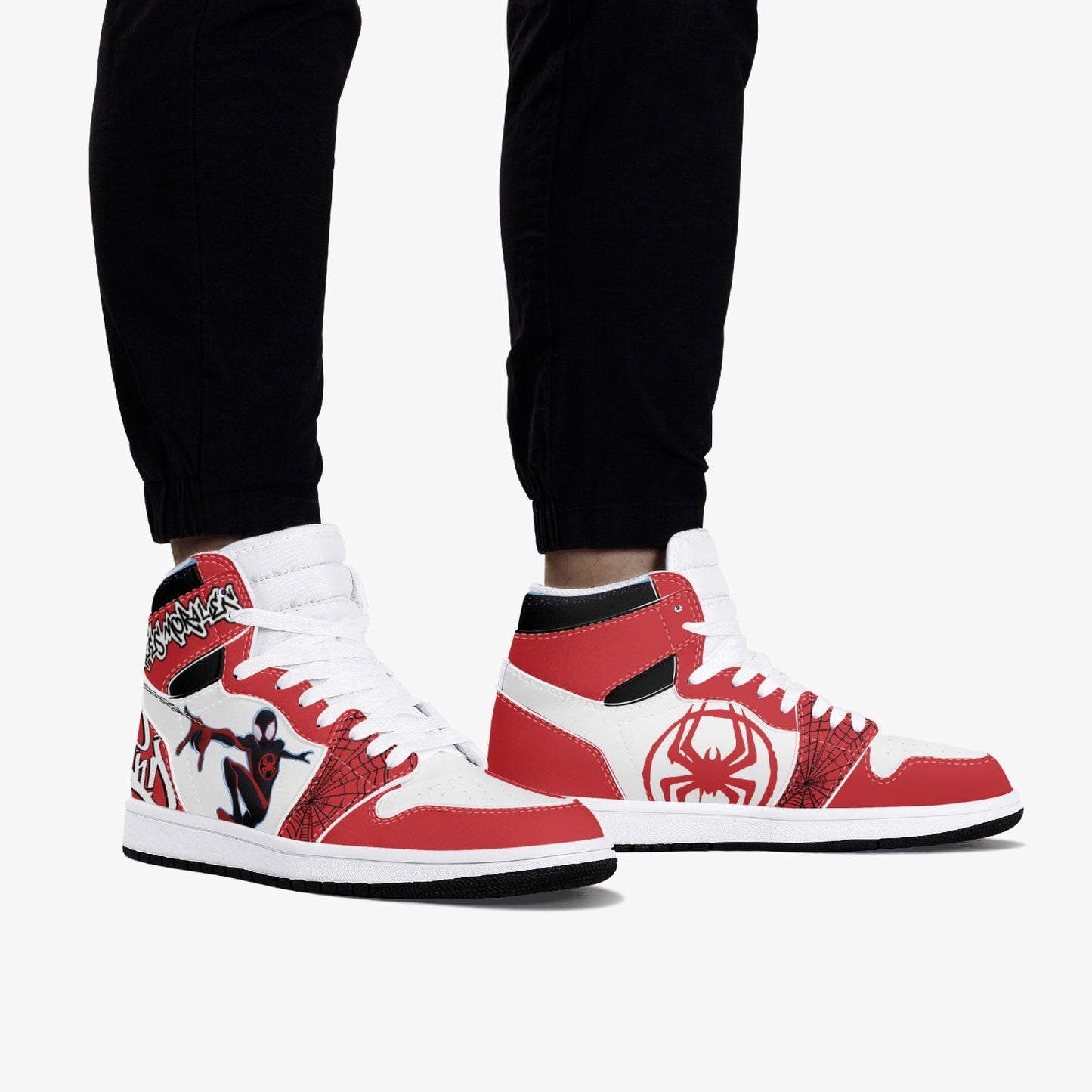 Miles Morales AJ1 Black High-Top Leather Sneakers