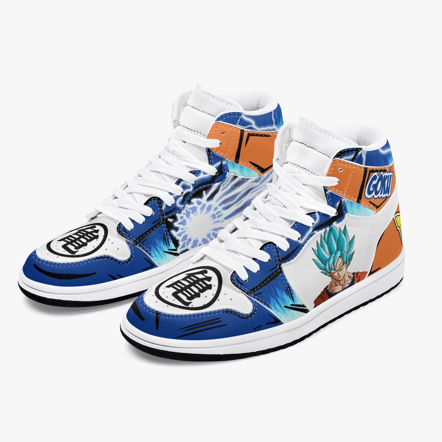 Goku Blue AJ1 Black High-Top Leather Sneakers