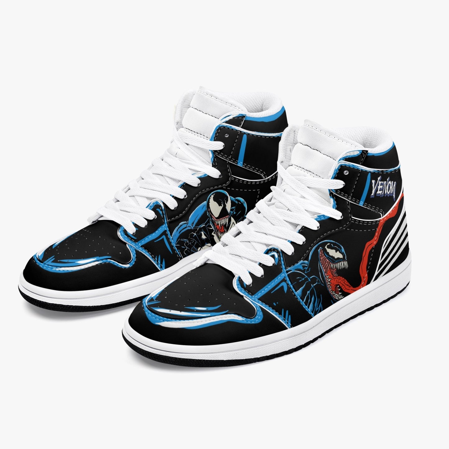 Venom AJ1 Black High-Top Leather Sneakers