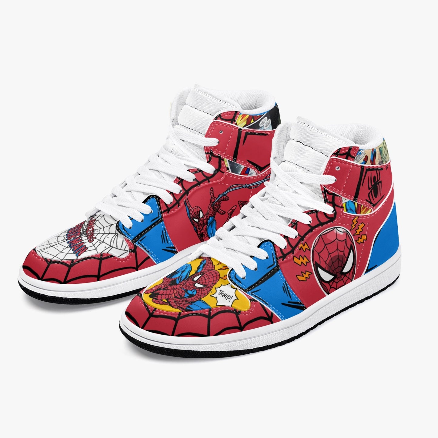 Spider-man AJ1 Black High-Top Leather Sneakers