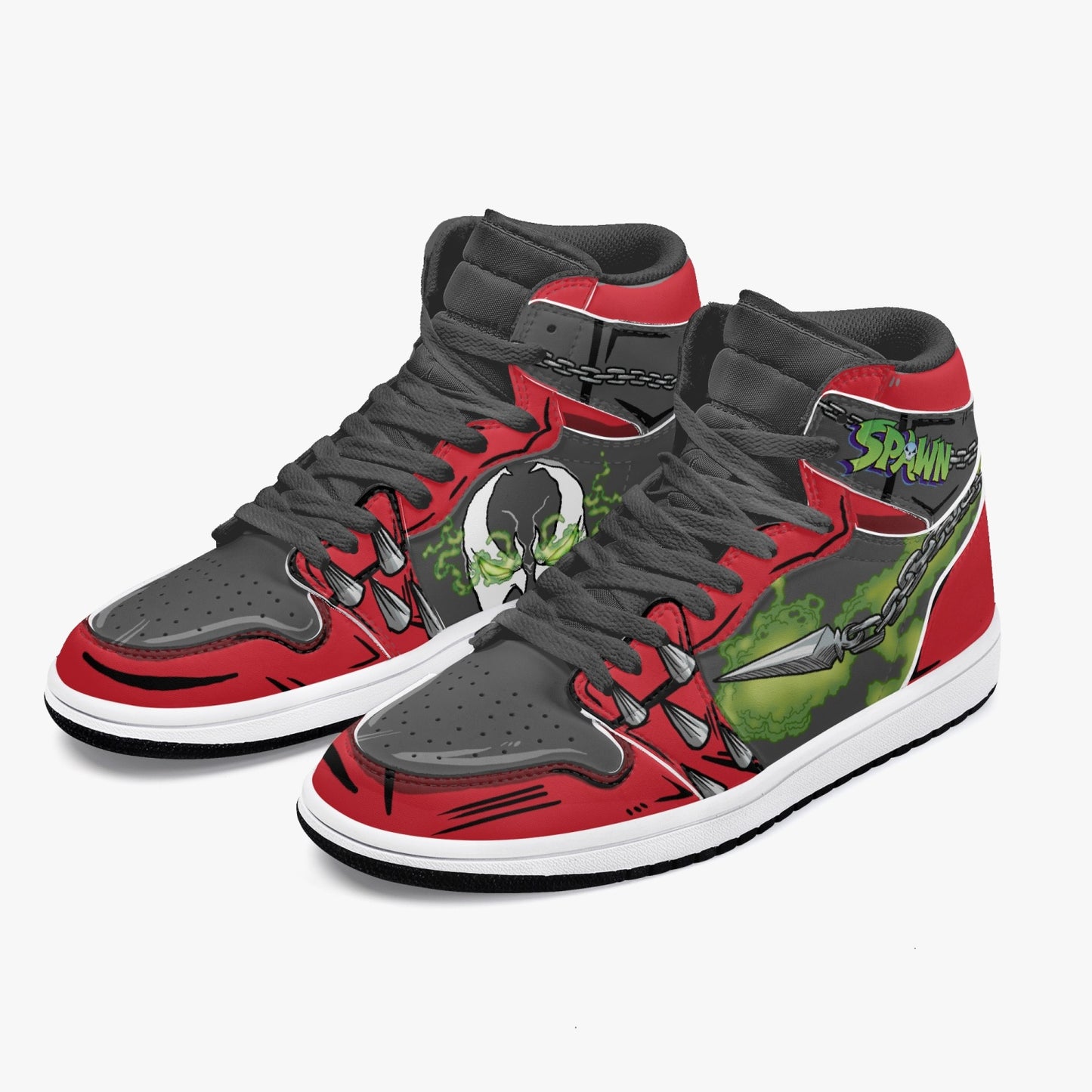 Spawn AJ1 Black High-Top Leather Sneakers