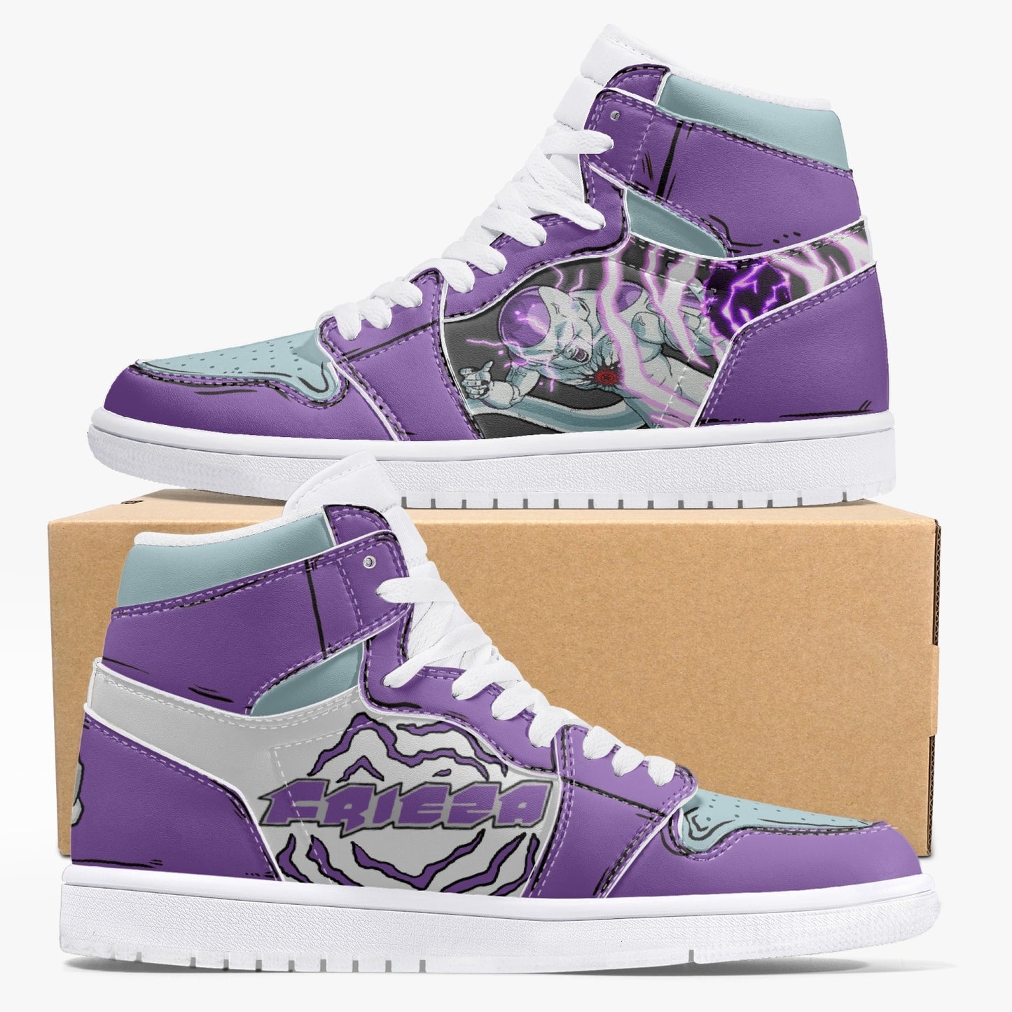 Frieza AJ1 High-Top Leather Sneakers - White