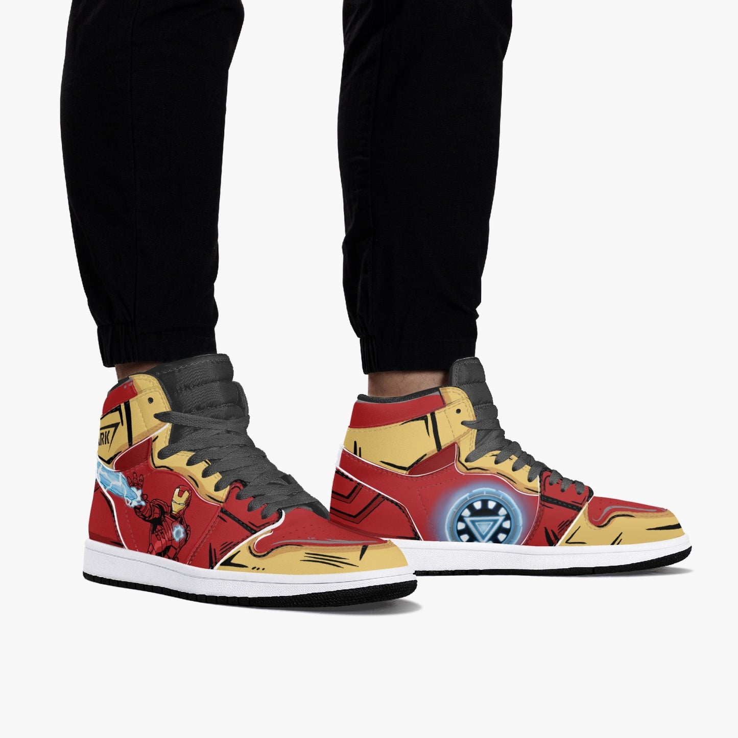 Iron Man AJ1 Black High-Top Leather Sneakers