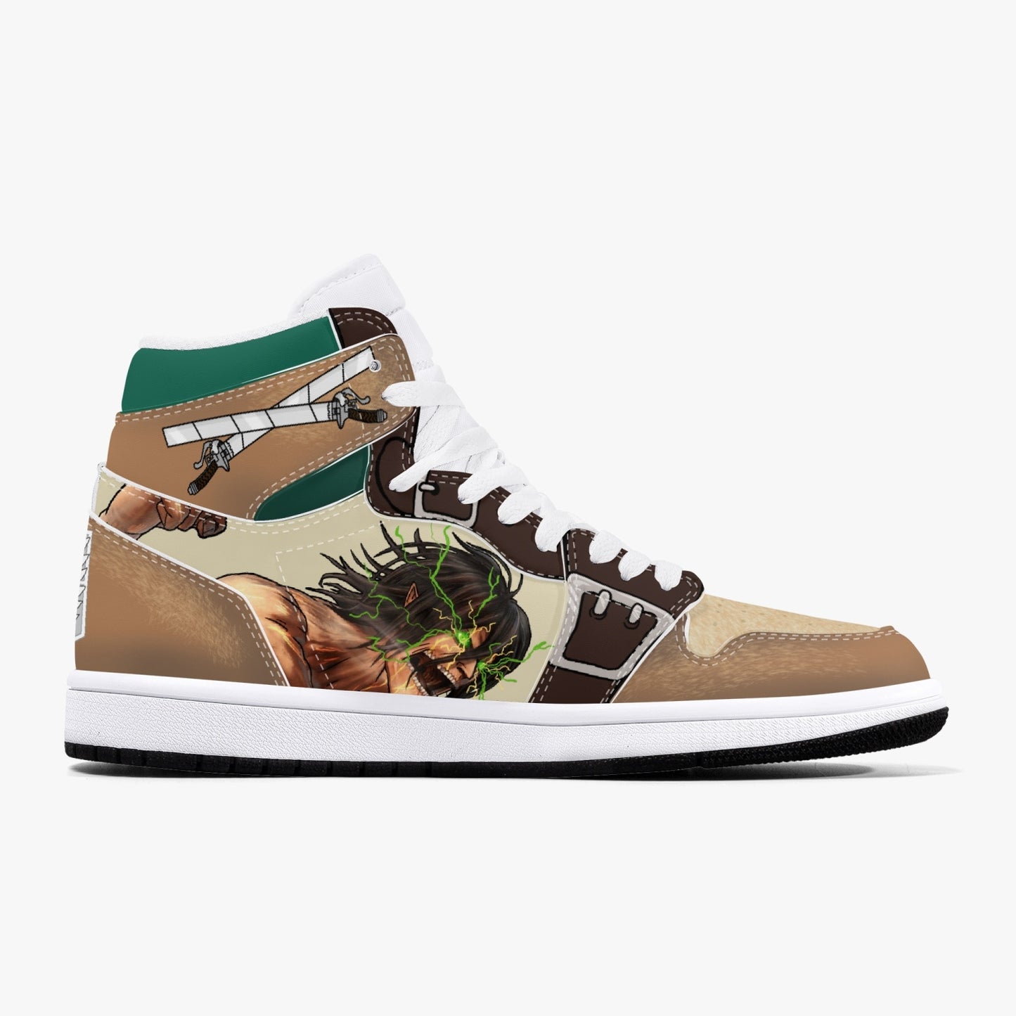 Eren Yeager Attack on Titan AJ1 Black High-Top Leather Sneakers