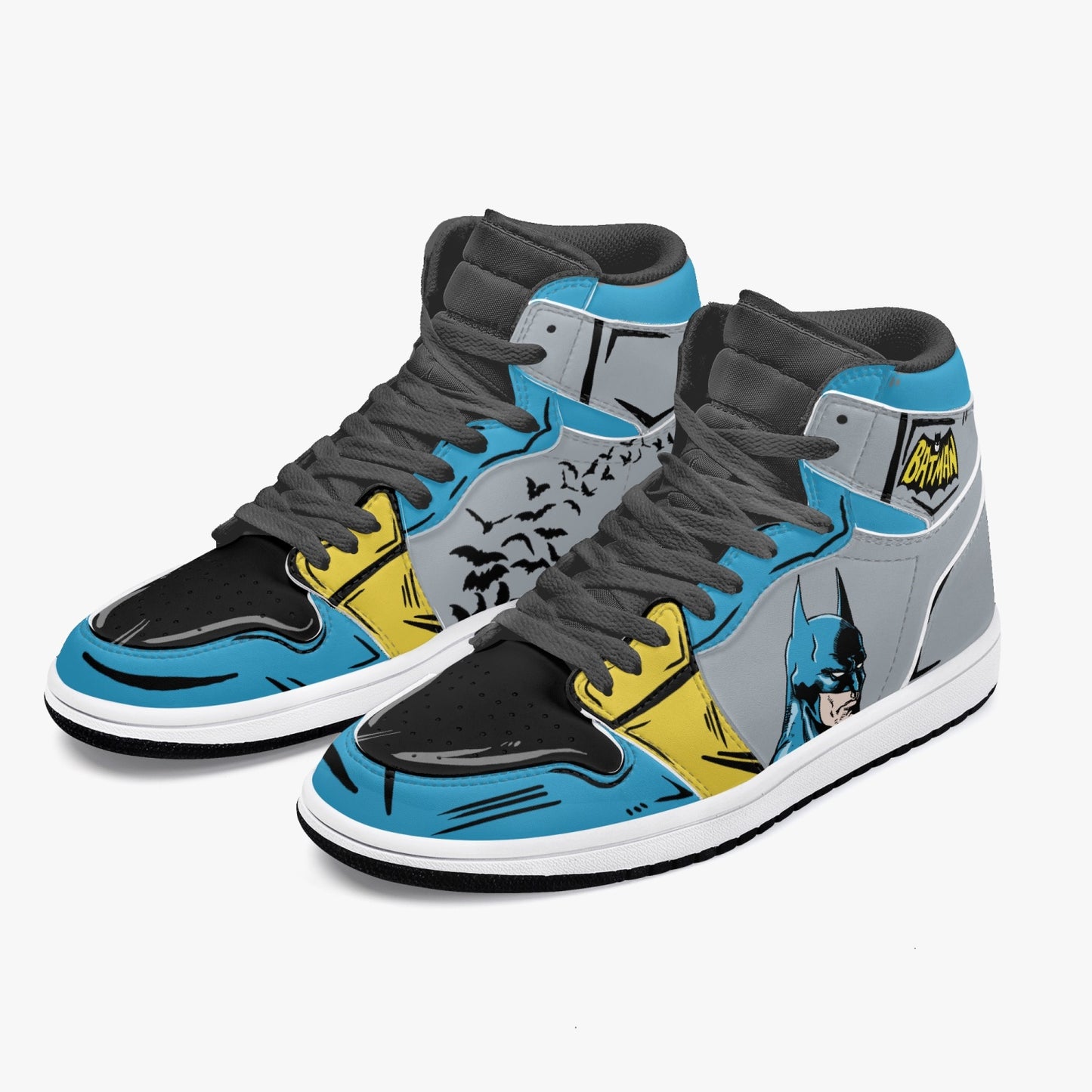 Batman AJ1 Black High-Top Leather Sneakers