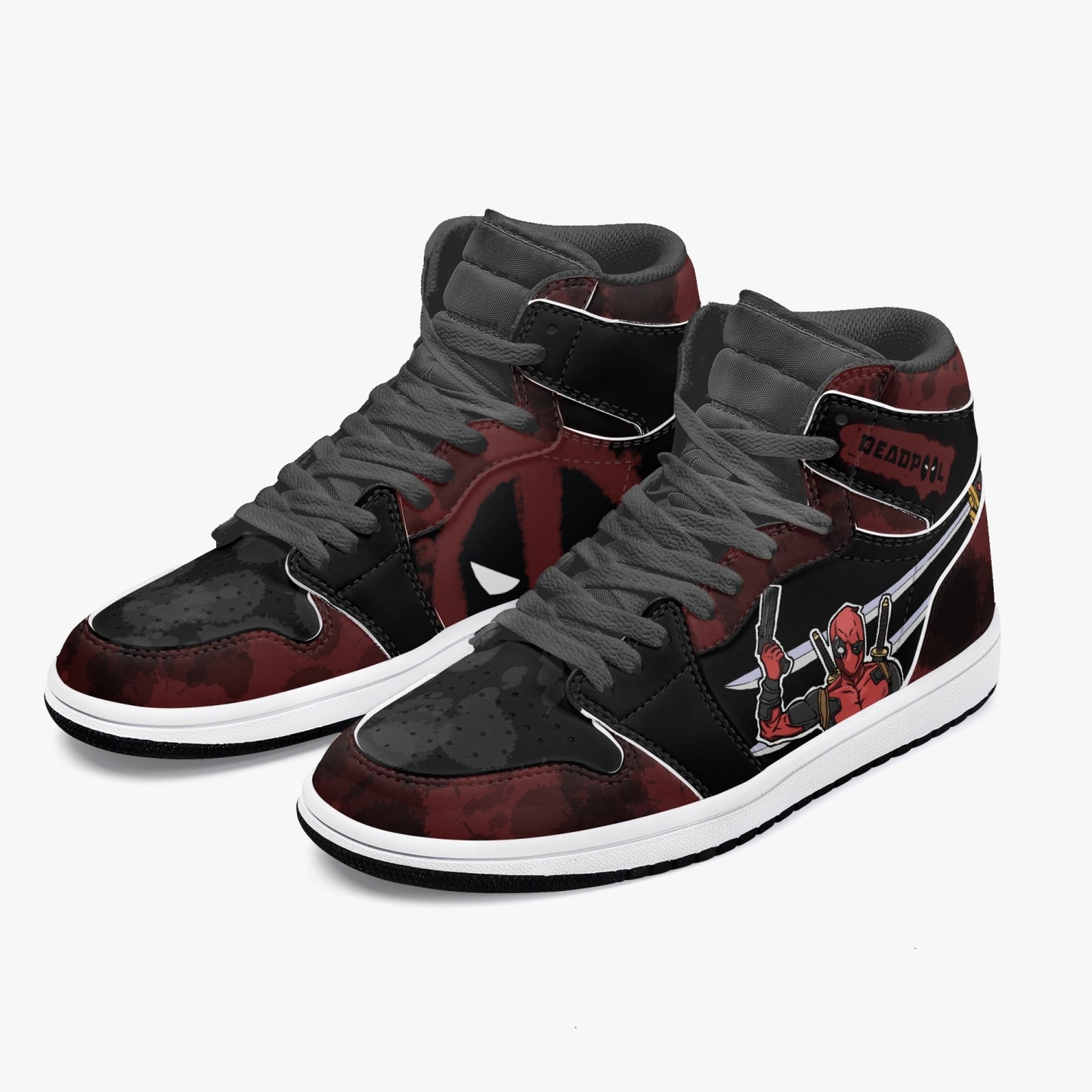 Deadpool AJ1 Black High-Top Leather Sneakers