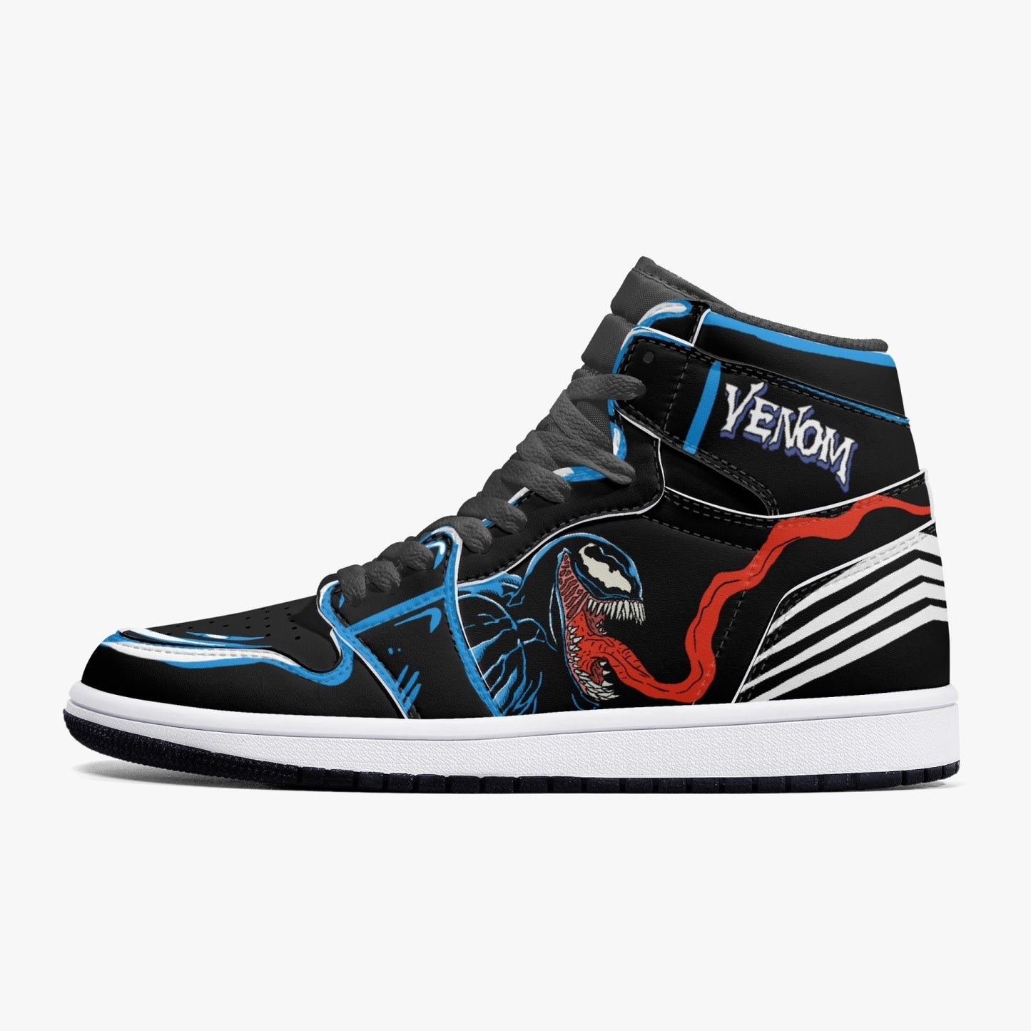 Venom AJ1 Black High-Top Leather Sneakers