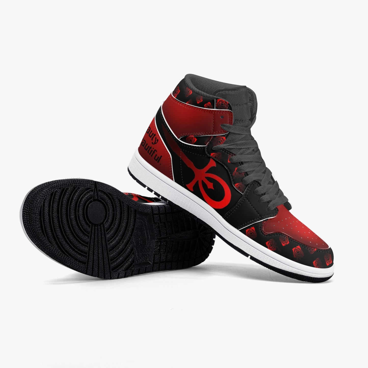 Custom Vampire AJ1 Black High-Top Leather Sneakers