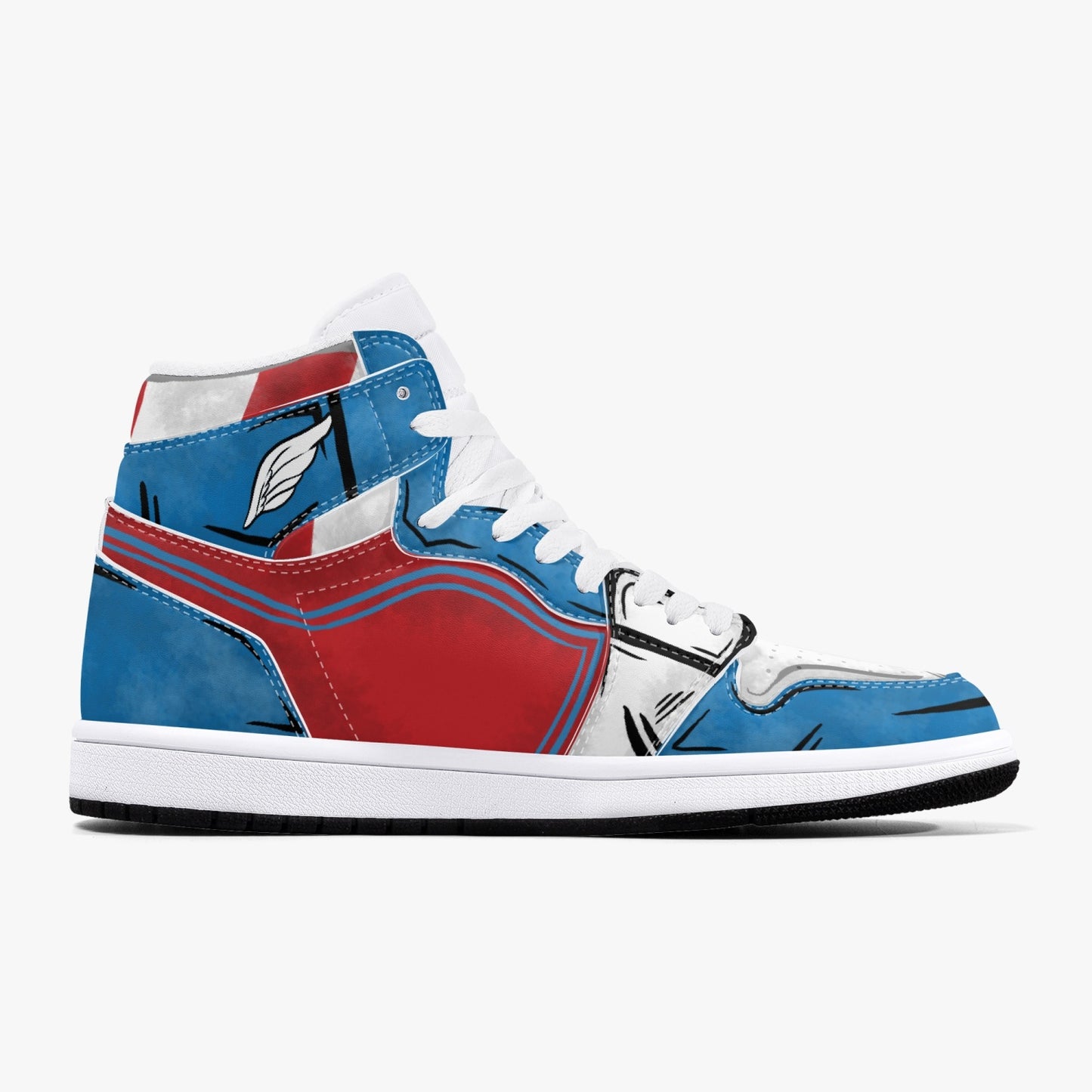 Captain America AJ1 Black High-Top Leather Sneakers