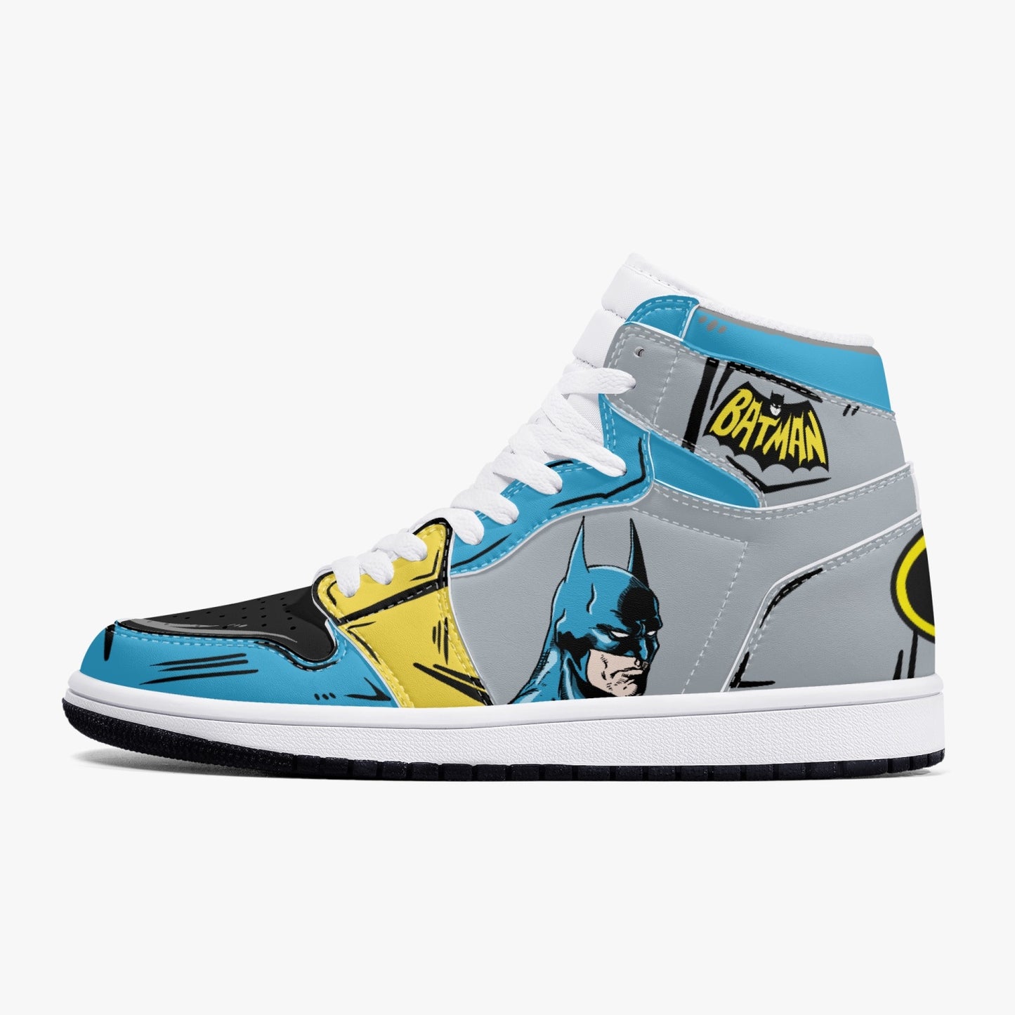 Batman AJ1 Black High-Top Leather Sneakers