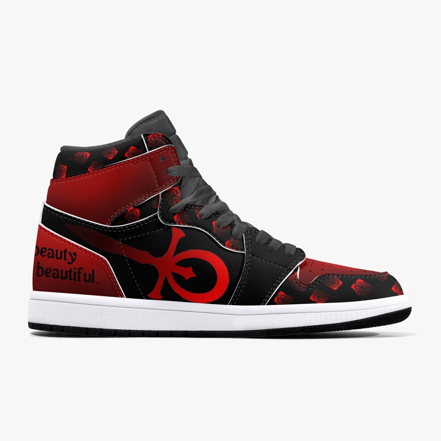 Custom Vampire AJ1 Black High-Top Leather Sneakers