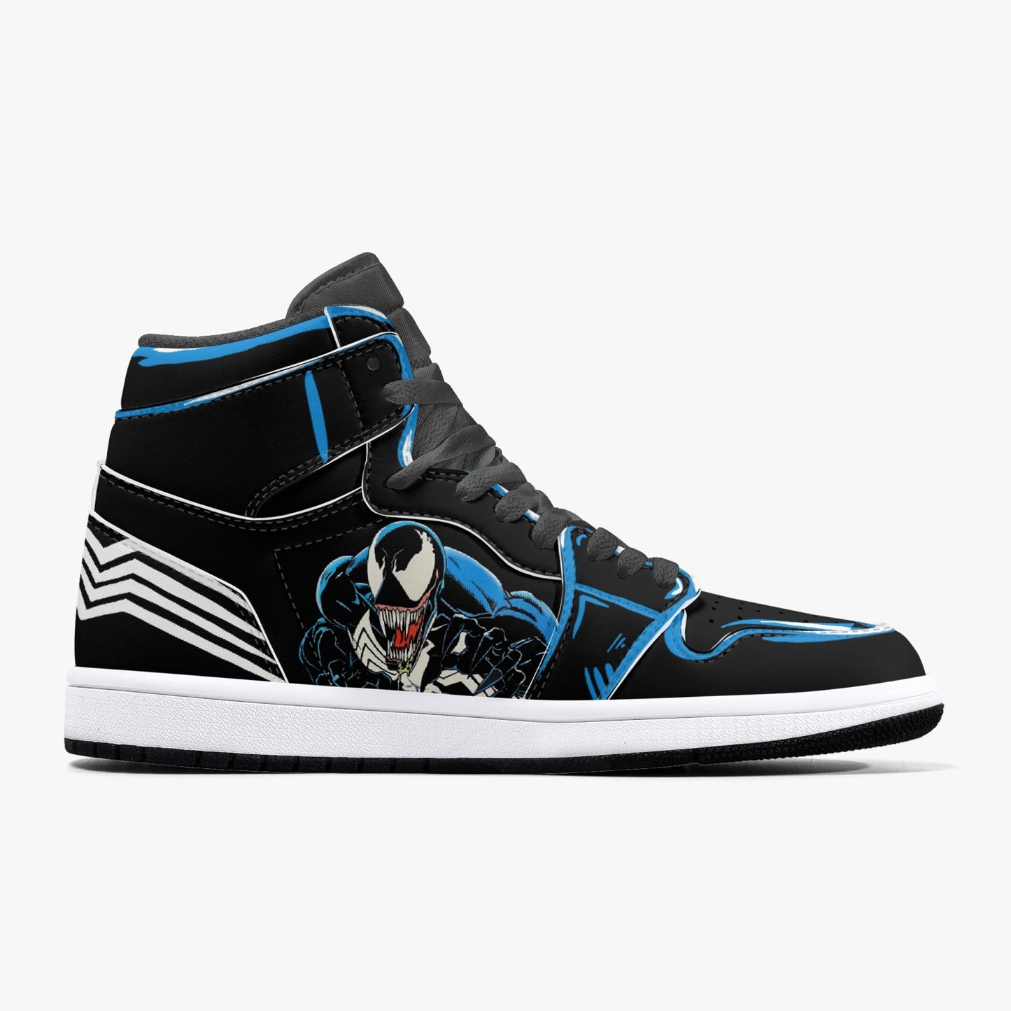 Venom AJ1 Black High-Top Leather Sneakers