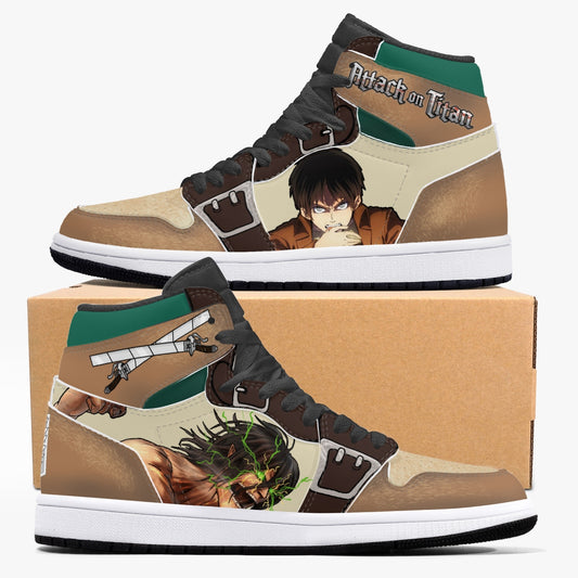 Eren Yeager Attack on Titan AJ1 Black High-Top Leather Sneakers