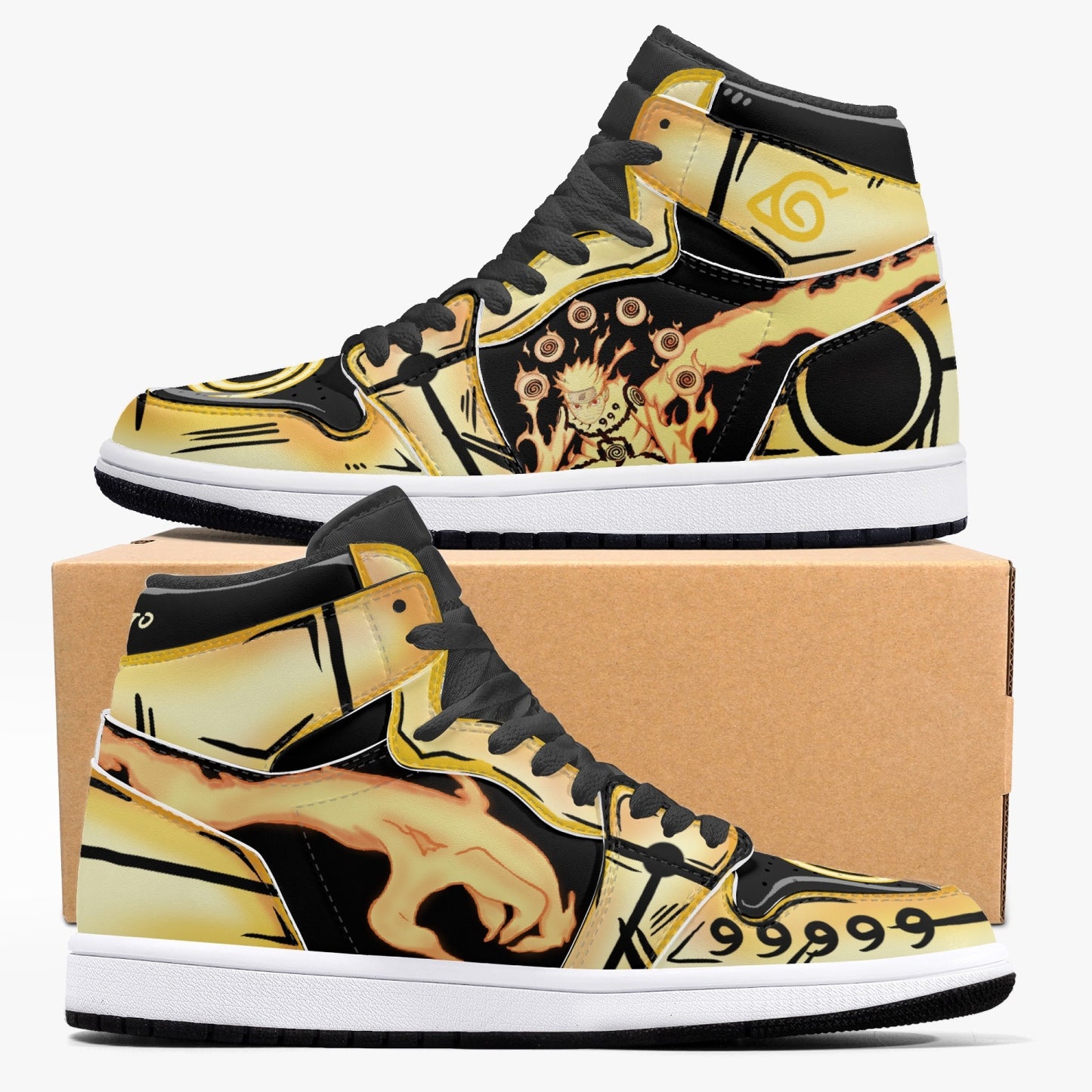 Naruto bijuu mode AJ1 Black High-Top Leather Sneakers