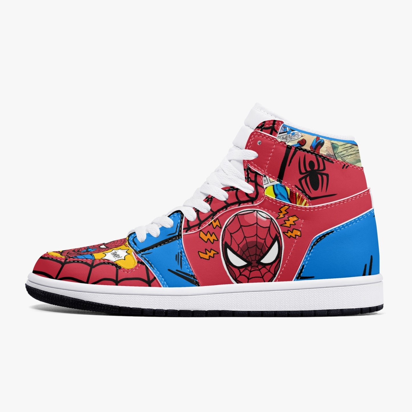 Spider-man AJ1 Black High-Top Leather Sneakers