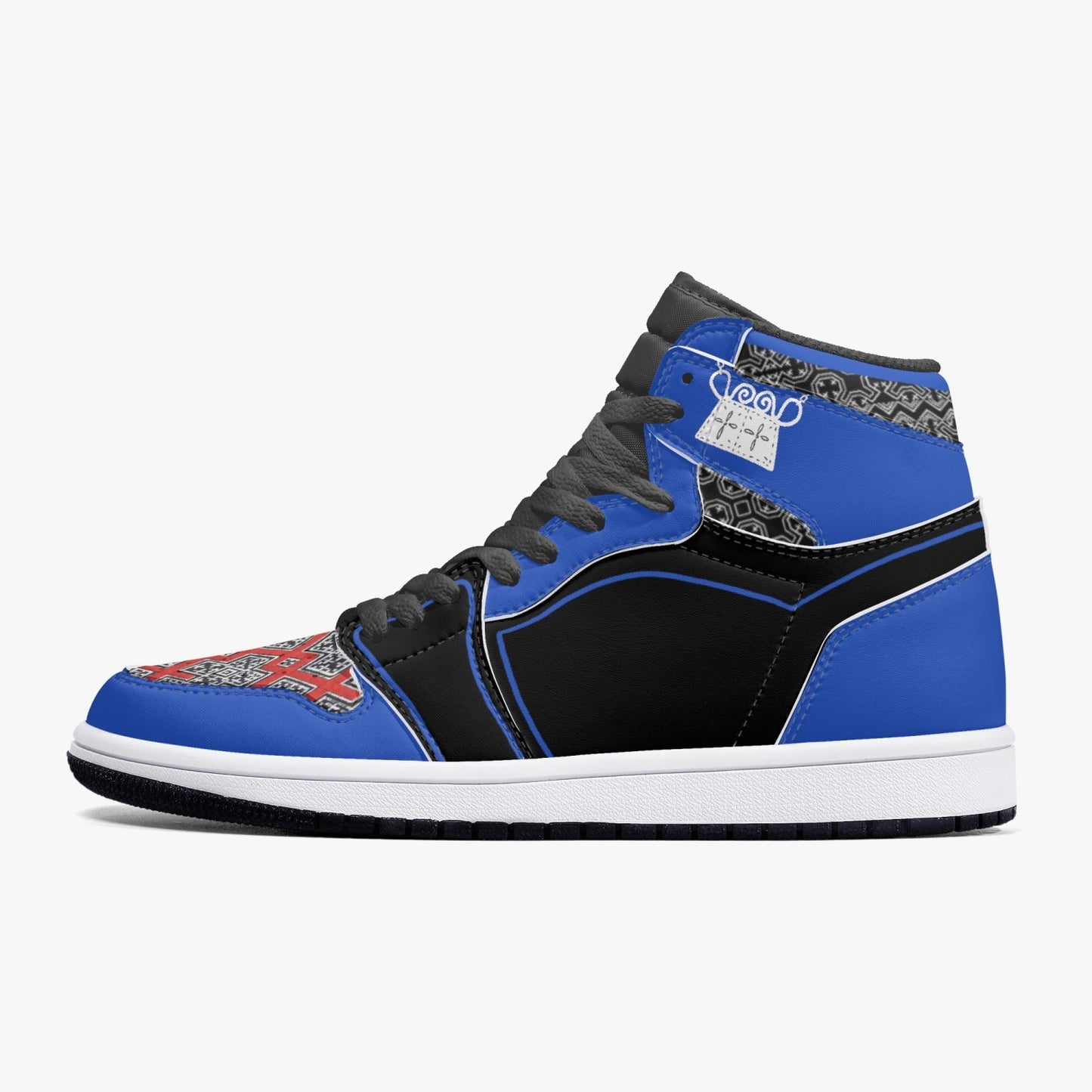 Hmong Inspired  v3 AJ1 Black High-Top Leather Sneakers