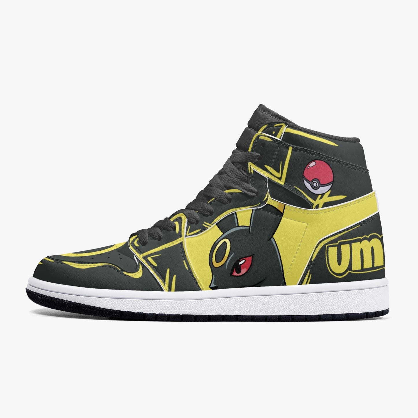 Eevee/Umbreon AJ1 Black High-Top Leather Sneakers